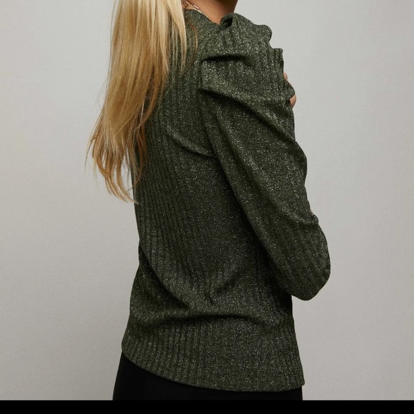 Elegant Olive Green Lurex Sweater - Picture 6 of 7